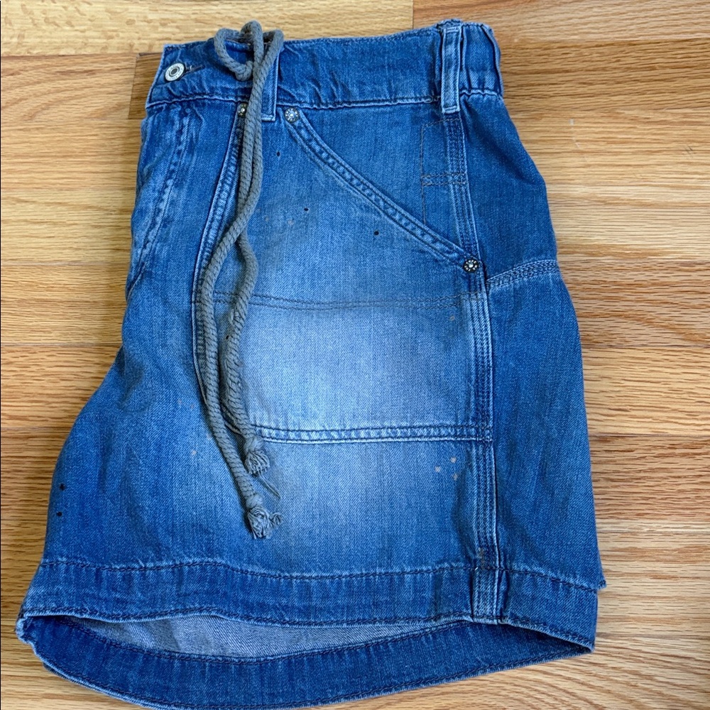 Free People Blue Denim Shorts with Drawstring
